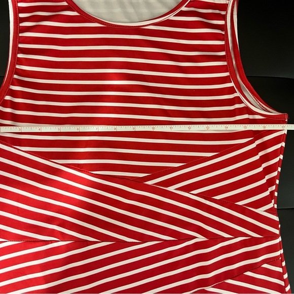 Red and White Sleeveless Midi Dress, L - Picture 4 of 7
